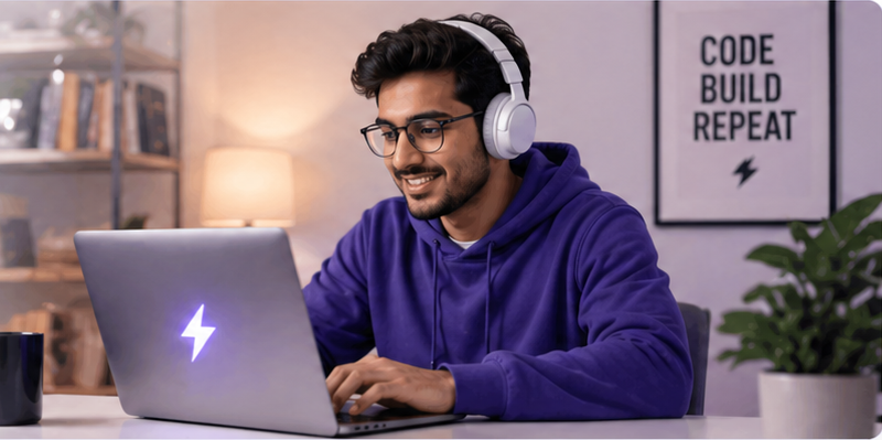 Learner studying on a laptop
