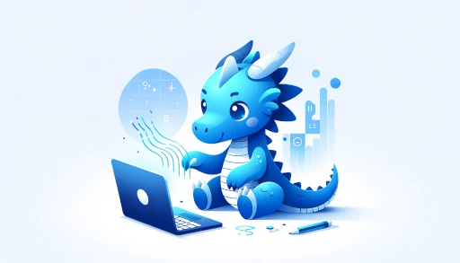 Blue Dragon with Laptop